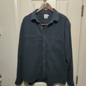 Faherty Seasons Shirt 2XL Mens Button Down L/S Navy Blue Casual Organic Cotton